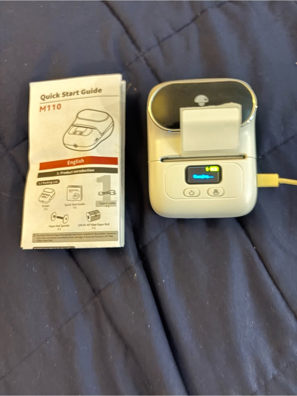 Portable White Thermal Label Printer M110 - Compact Mobile Printer